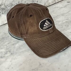 Adidas Distressed Dark Brown Logo Fitted Cap